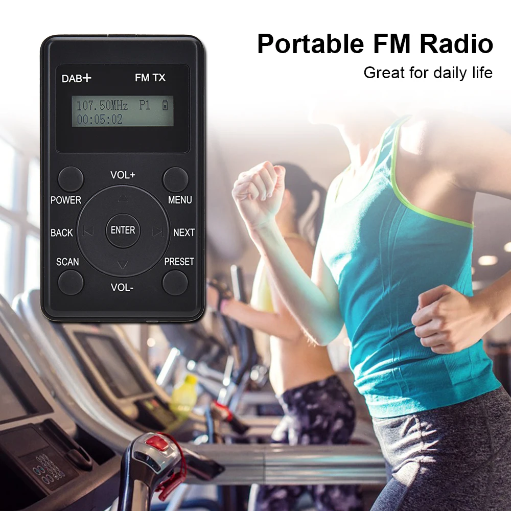 Портативный fm радио DAB + приемник с наушниками мини передатчик перезаряжаемый