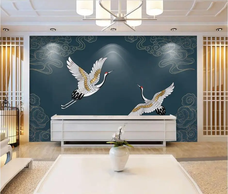 

AINYOOUSEM New Chinese auspicious clouds and cranes background papier peint papel de parede wall paper 3d wallpaper stickers