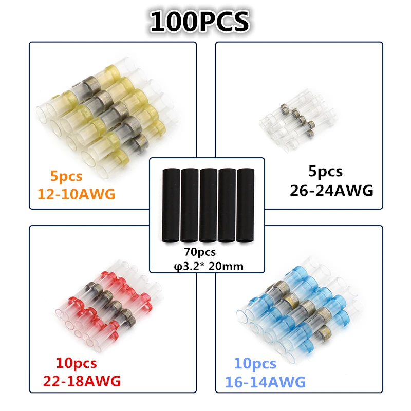 30 шт. электрические провода разъемы термоусадочная паяльная клемма Быстрый