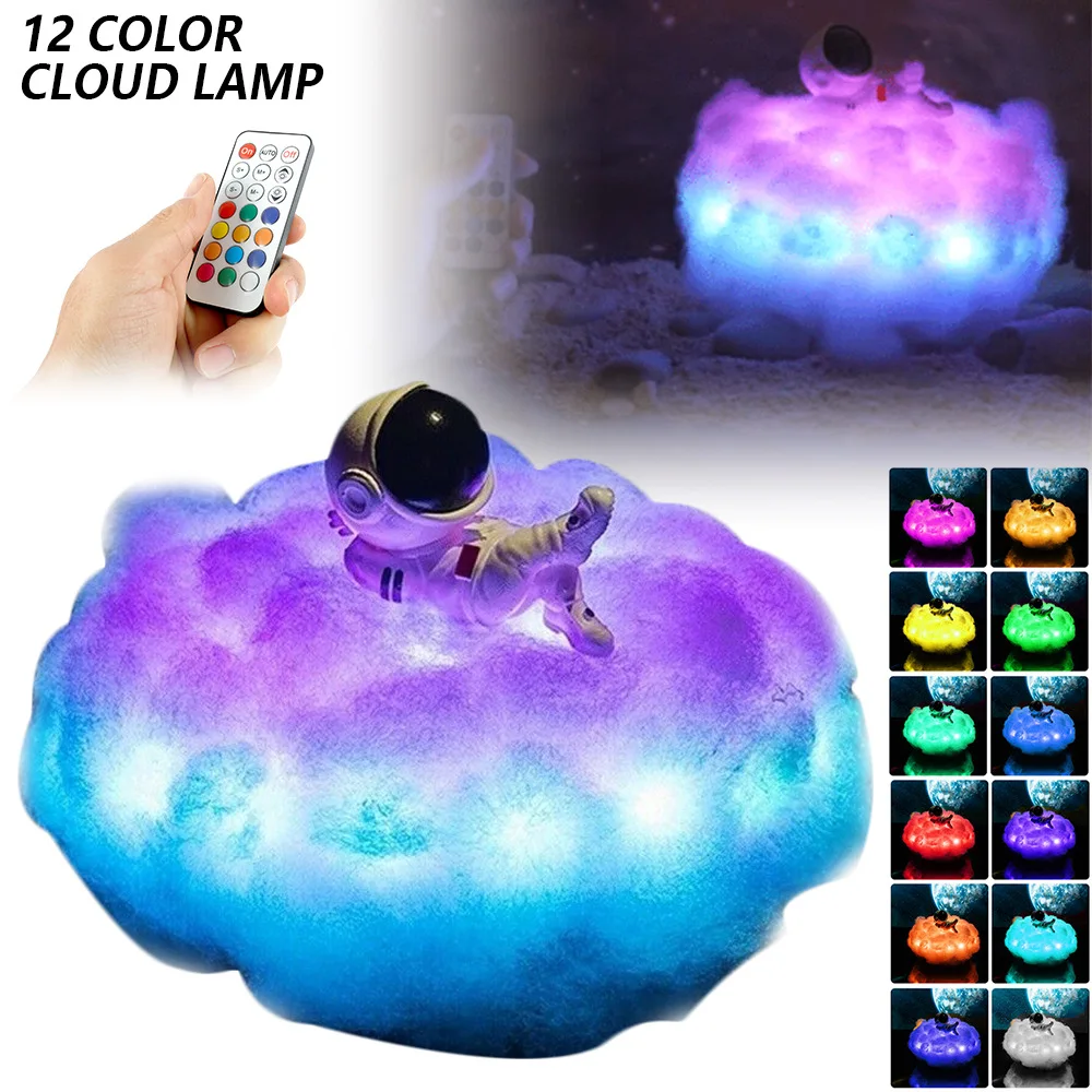 New Dropshipping Special LED Colorful Clouds Astronaut Lamp With Rainbow Effect For Children's Creative Gift Marquee Night Light