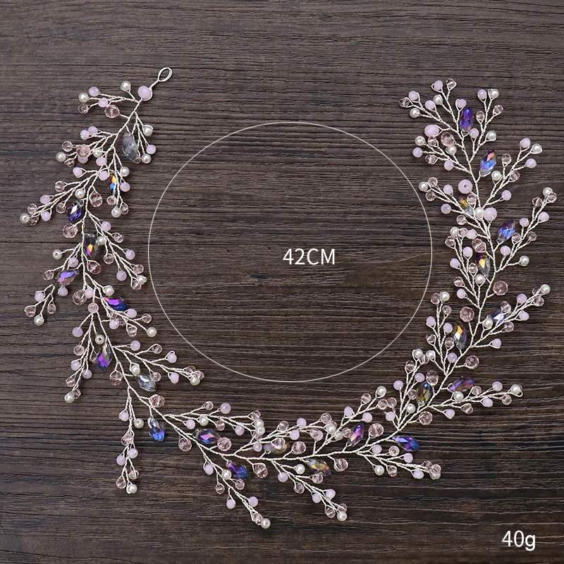 Женский свадебный ободок с фиолетовым кристаллом тиара ручной работы жемчугом