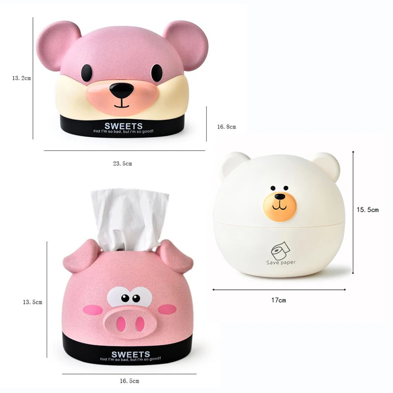 Креативная коробка для хранения салфеток с изображением медведя свиньи мыши