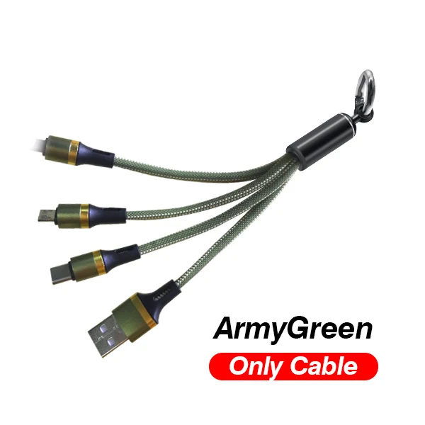 3-in-1-Cable-Green FBYEG 3 в 1 USB кабель брелок короткий Micro usb type C мульти зарядное устройство кабель для Xiaomi huawei iPhone Быстрая зарядка - Цвет: 3-in-1-Cable-Green