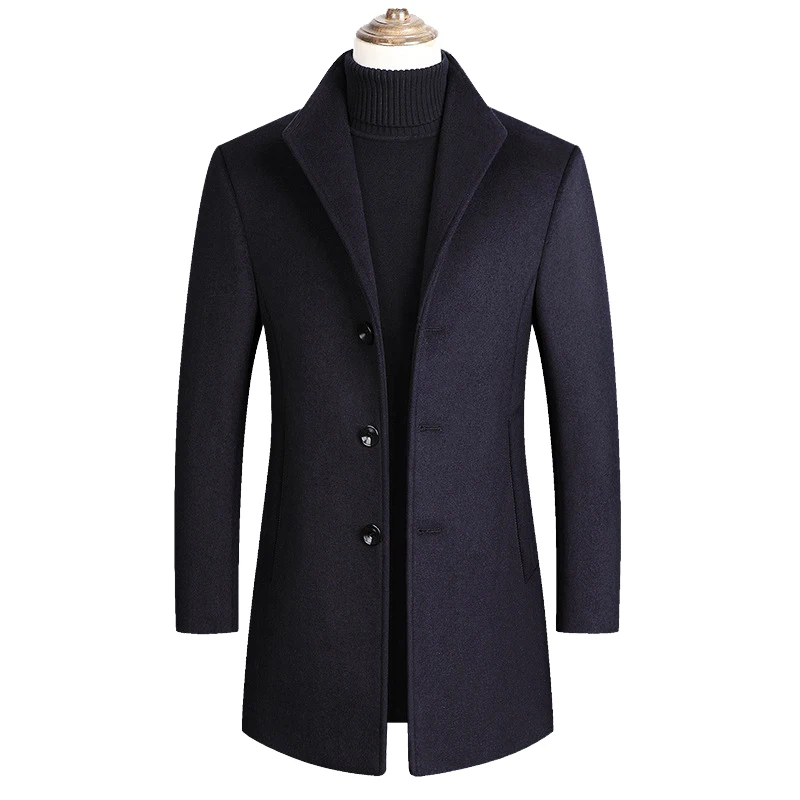 

Men Wool Blends Coats Autumn Winter New Solid Color High Quality Men's Wool Jacket Luxurious Brand Clothing