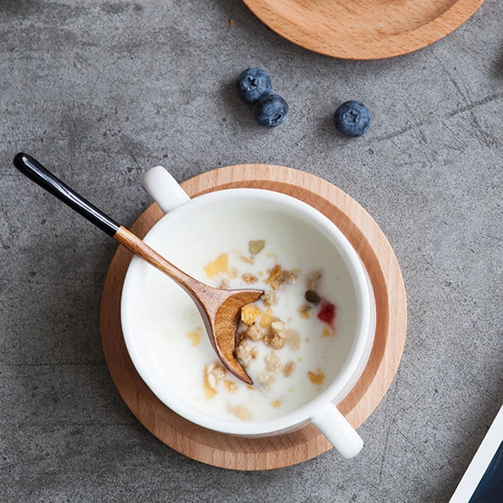 

Wooden Spoon Soup Teaspoon Solid Wood Porridge Spoon Honey Coffee Creative Japanese-Style Green Tableware For Kicthen