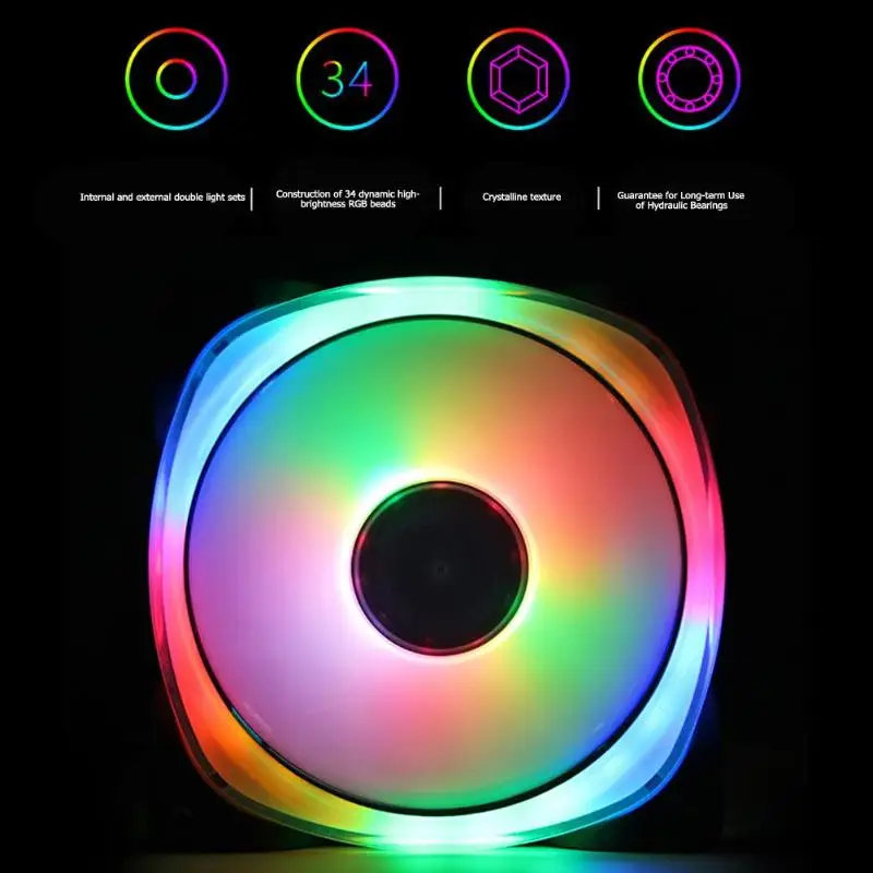 Jonsbo 120 мм ПК Компьютерный Вентилятор FR-701 34 RGB светодиодный вентилятор охлаждения ПК Шасси радиатора кулер 12 см вентилятор