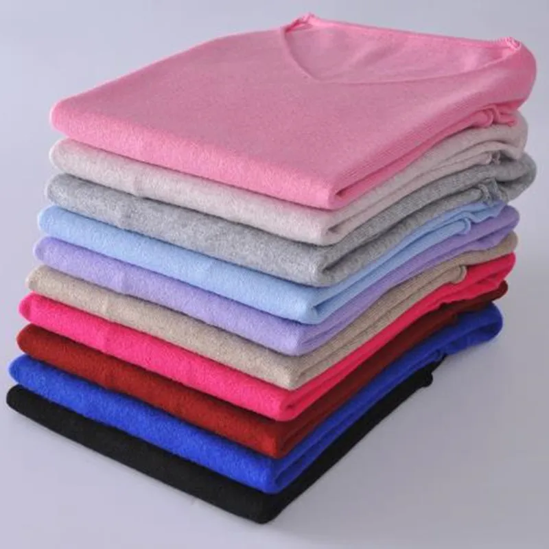 

Women's cashmere sweater, V-neck plain knitted sweater, short, trendy, spring casual sweater