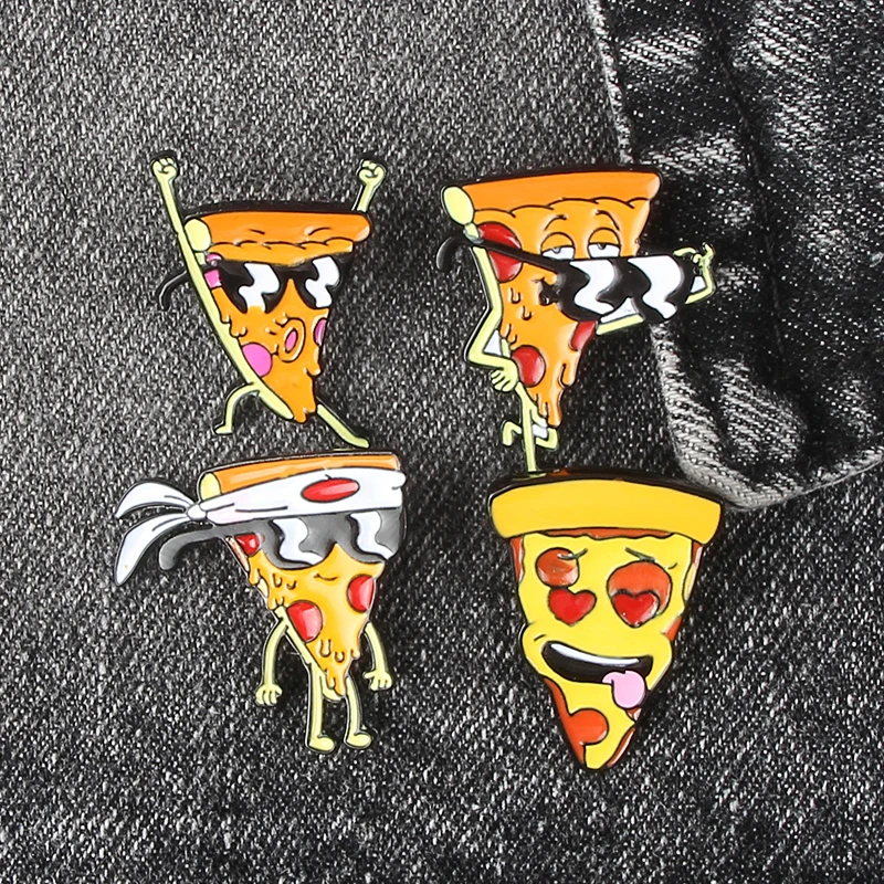 Эмалированная брошь в виде пиццы с изображением японского воина крутой
