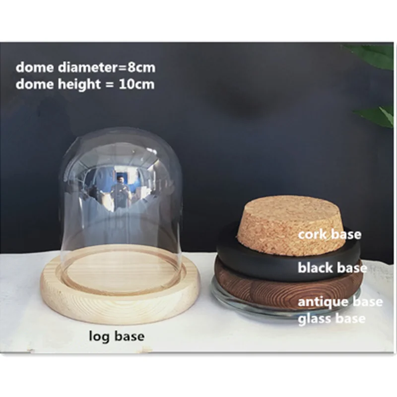 

4pcs/pack 8*10cm Small Glass Dome Home Wedding Decoration Diameter=8cm Height=10cm Glass Cover Vase Friend Gift