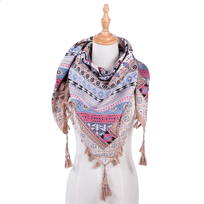 VISNXGI Fashion Scarf Women Large Shawls Floral Print Stoles Triangle Bandana Female Muslim Hijab Wrap Headband Spring Autumn |