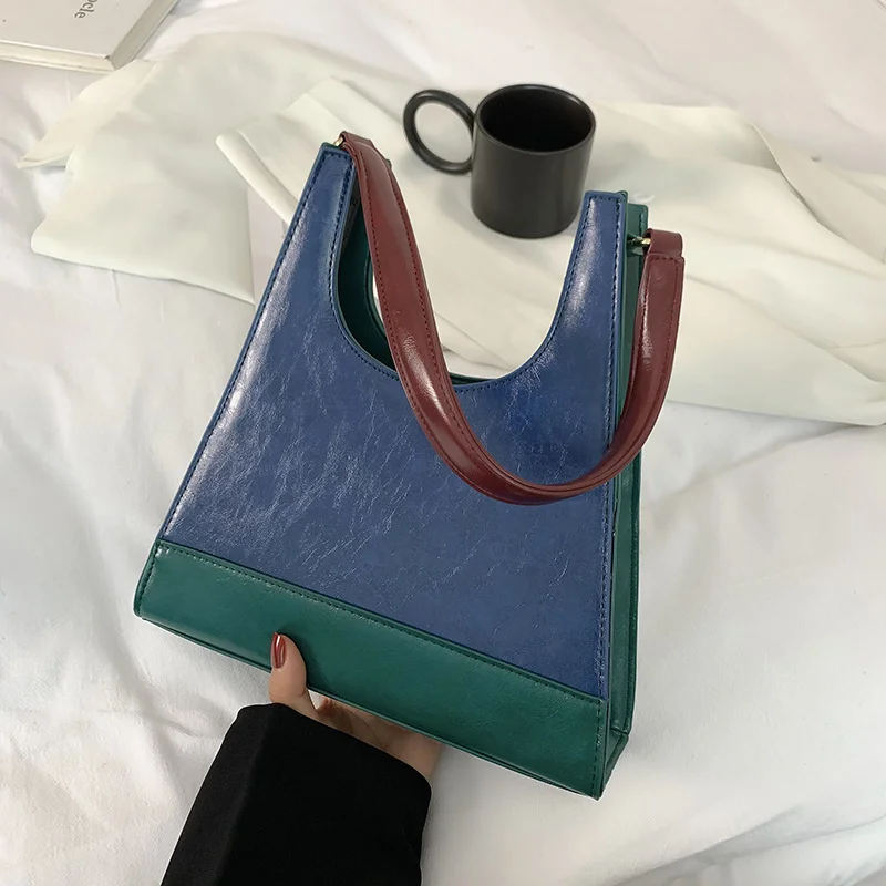 

Новинка 2021, Женская Осенняя цветная контрастная сумка на одно плечо, модная универсальная сумка-мессенджер для подмышек, верхние сумки, жен...