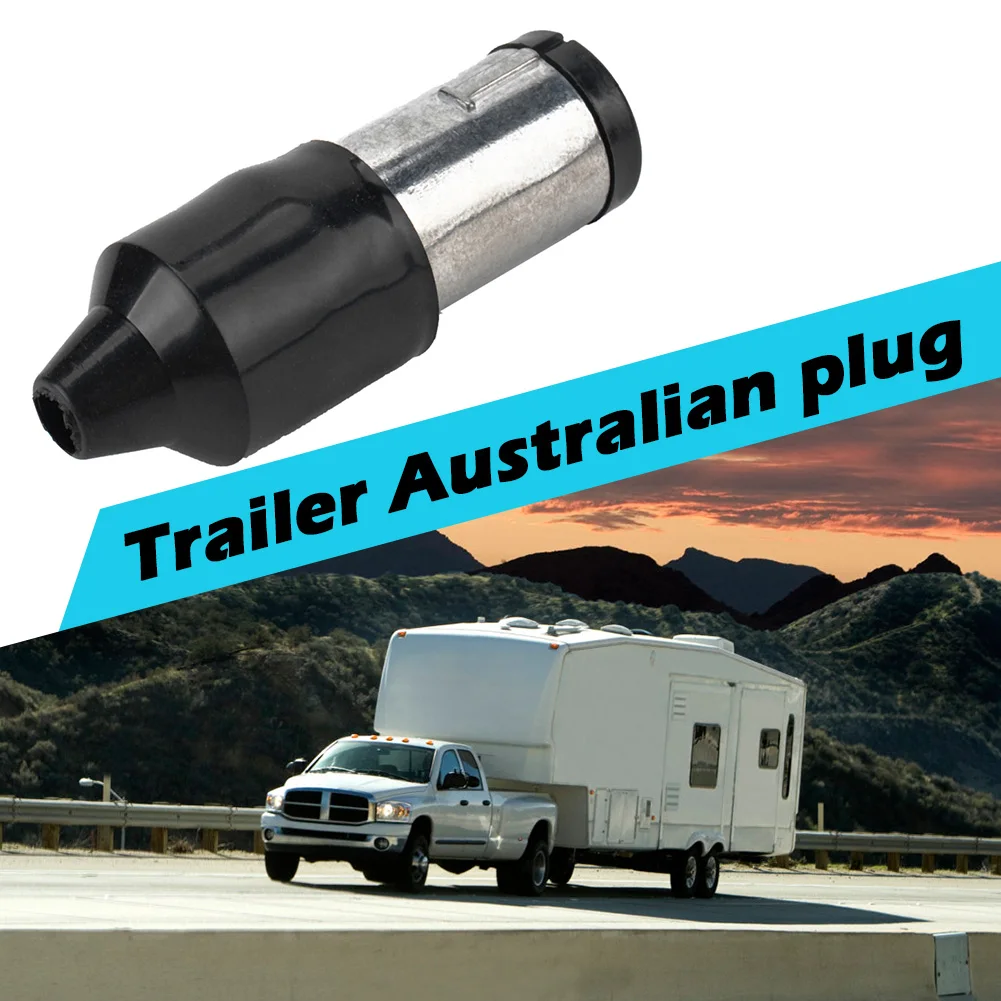 

Outlet Power Cord Harness Socket Caravan Car Truck 7-Pin Small Round Aluminum Metal Trailer Plug Light Connector