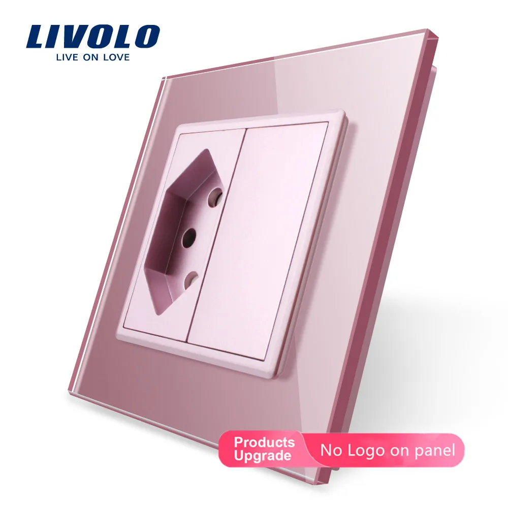 Livolo EU standard Switzerland розетка, 7 цветов кристальная стеклянная панель, AC 110~ 250 В настенная розетка, C7C1CH-11, без логотипа