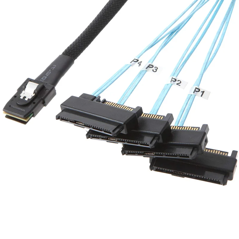 

SAS SFF-8087 To 4 SFF-8482 Internal Mini SAS Cabl SATA Cable 36pin 8087 to 29pin 8482 connector SAS Cable with 15pin power Port