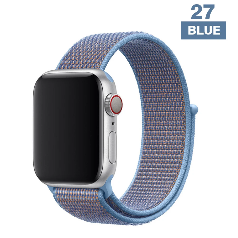 Azure Ремешок для наручных часов Apple Watch серии 3/2/1 38 мм 42 мм мягкий нейлон дышащий сменный ремешок Спортивные петли для наручных часов iwatch серии 4 5 40 мм 44 мм - Цвет ремешка: Azure
