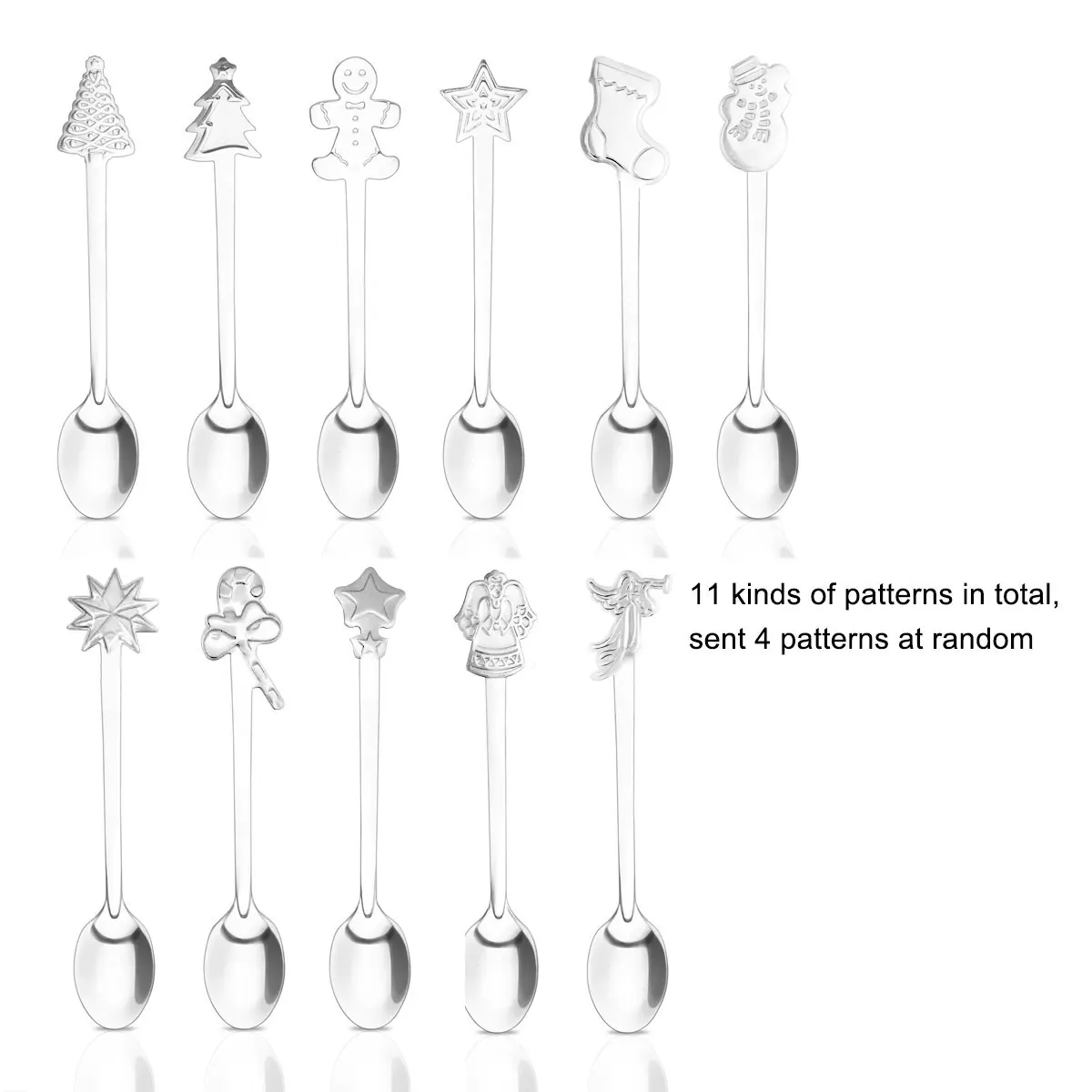 4Pcs/set Stainless Steel Christmas Tableware Coffee Spoons Ice Cream Dessert Spoon Snowman Tree Kids Drinking Tea Scoop