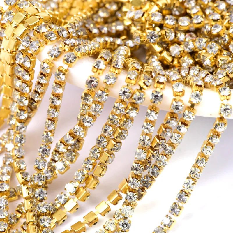 SS6 SS16 1 ярд Кристалл Высокое качество пришить на стразы закрыть смолы чашки цепь