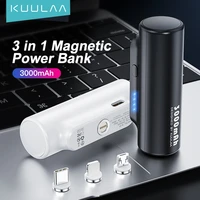 kuulaa power bank 3000mah magnetic mini portable wireless charger powerbank usb charger mobile phone external battery for xiaomi