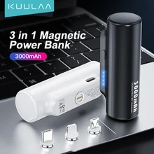 KUULAA Power Bank 3000mAh Magnetic Mini Portable Wireless Charger Powerbank USB Charger Mobile Phone External Battery For Xiaomi