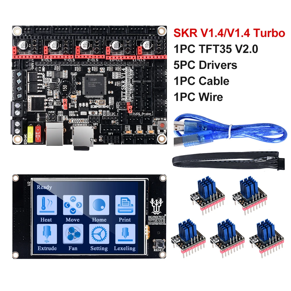 BIGTREETECH SKR V1.4 Turbo BTT + TFT35 V2.0 TMC2209 TMC2130 SPI TMC2208 Bltouch Запчасти для 3D принтера MKS SGEN L MINI