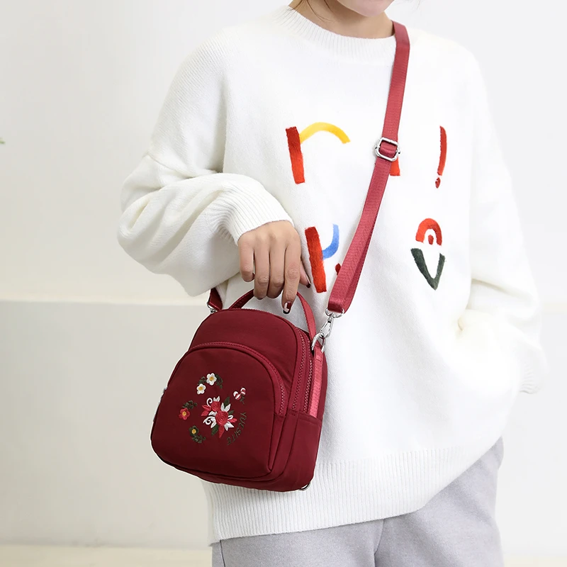 Женский многофункциональный рюкзак с цветочной вышивкой сумка через плечо из