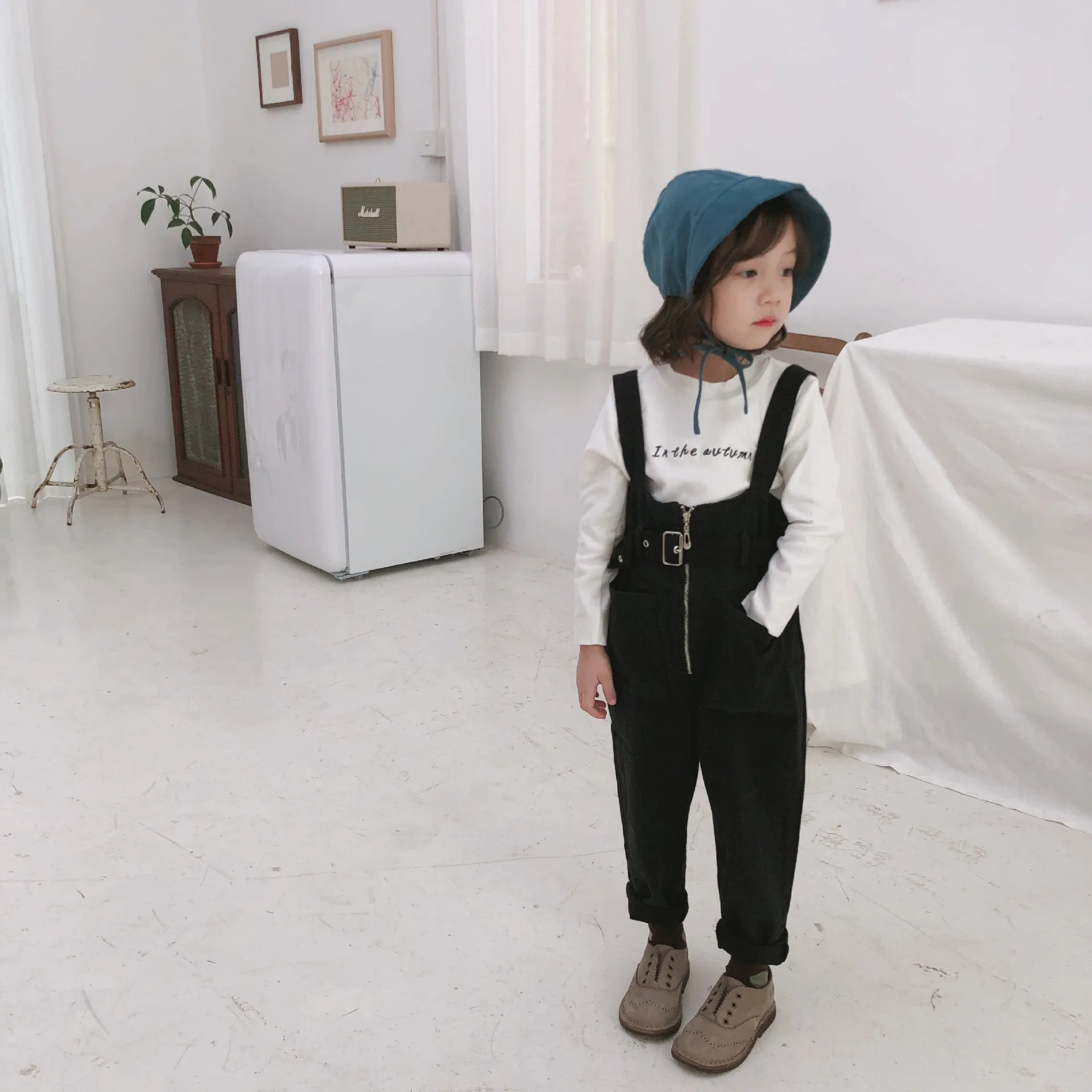 Осень 2020 модные милые хлопковые джинсовые комбинезоны с высокой талией для