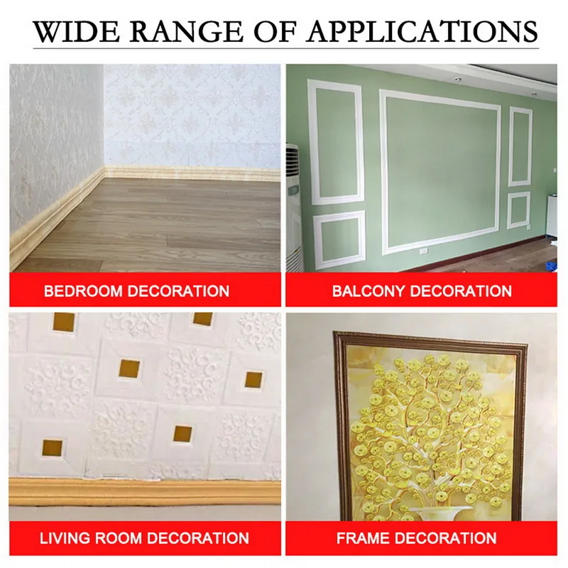 

3D Pattern Sticker Wall Trim Line Skirting Border Decoration Self Adhesive Household For Living Room DIY Background Sticker