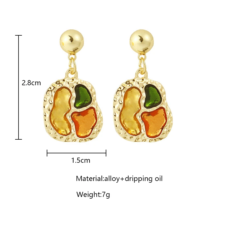 

Bacolod Colorful Dripping Oil Gold Color Drop Earrings for Women Vintage Party Office Beauty Jewelry Daily Use Dangle Earring