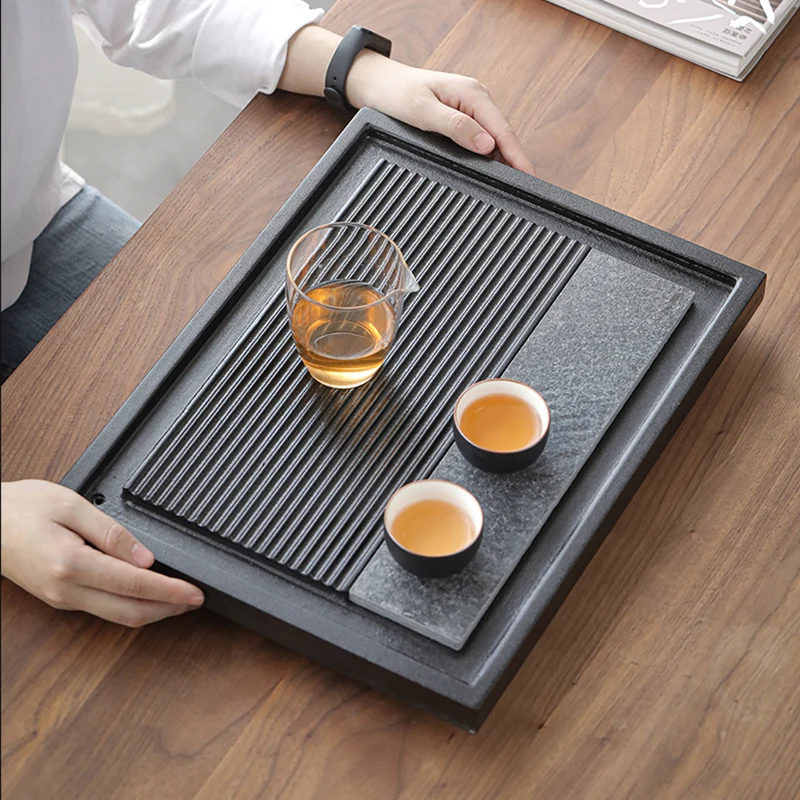 

Creative Handmade Tea Tray Wooden Serving Chinese Tea Ceremony Trays Decorative Tea Tray Bandeja Madera Kitchen Teaware DB60TP