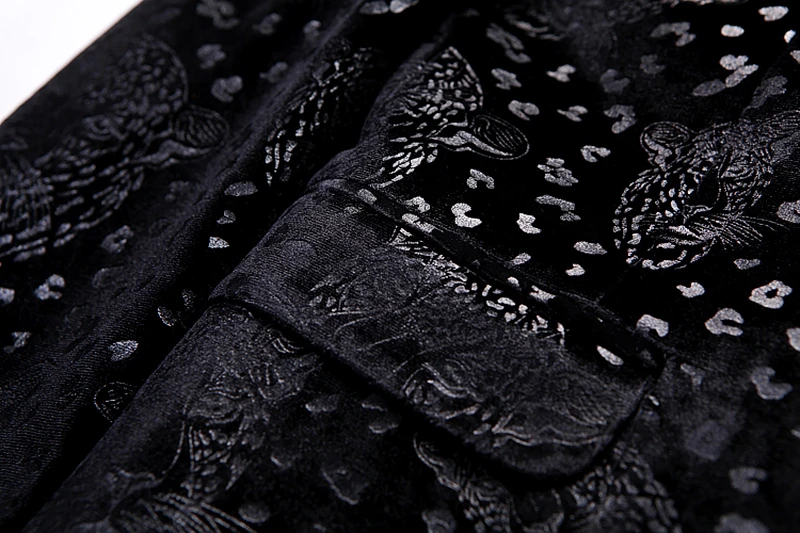 Мужской бархатный блейзер черный повседневный деловой с цветочным узором