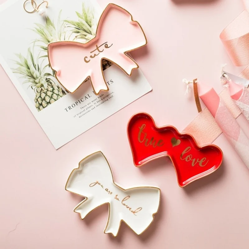 Поднос для хранения ювелирных украшений в спальню поднос с золотым ободком