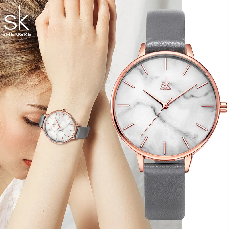 Часы женские с кожаным ремешком Модные Элегантные Простые повседневные