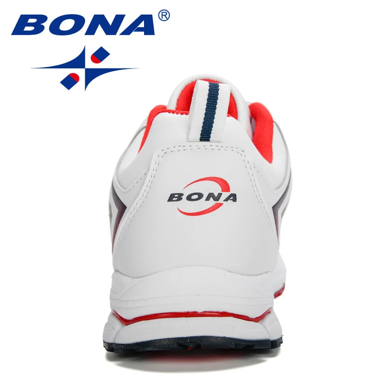 BONA 2020 Новые дизайнерские кожаные кроссовки для мужчин обувь бега и ходьбы
