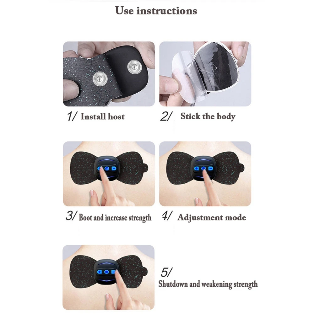 Intelligent Neck Massage Patch Chargeable Cervical Spine Massager Relief Pain Physical therapy MIni Sticks With Remote | Красота и