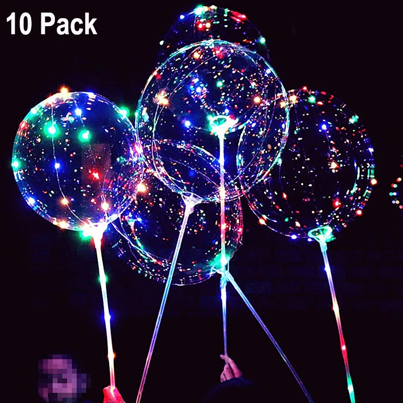 10Pack LED Light Up Bobo Balloons 18Inch Glow Transparent Helium Balloon With 3M String Lights For Party Christmas Wedding Decor images - 6