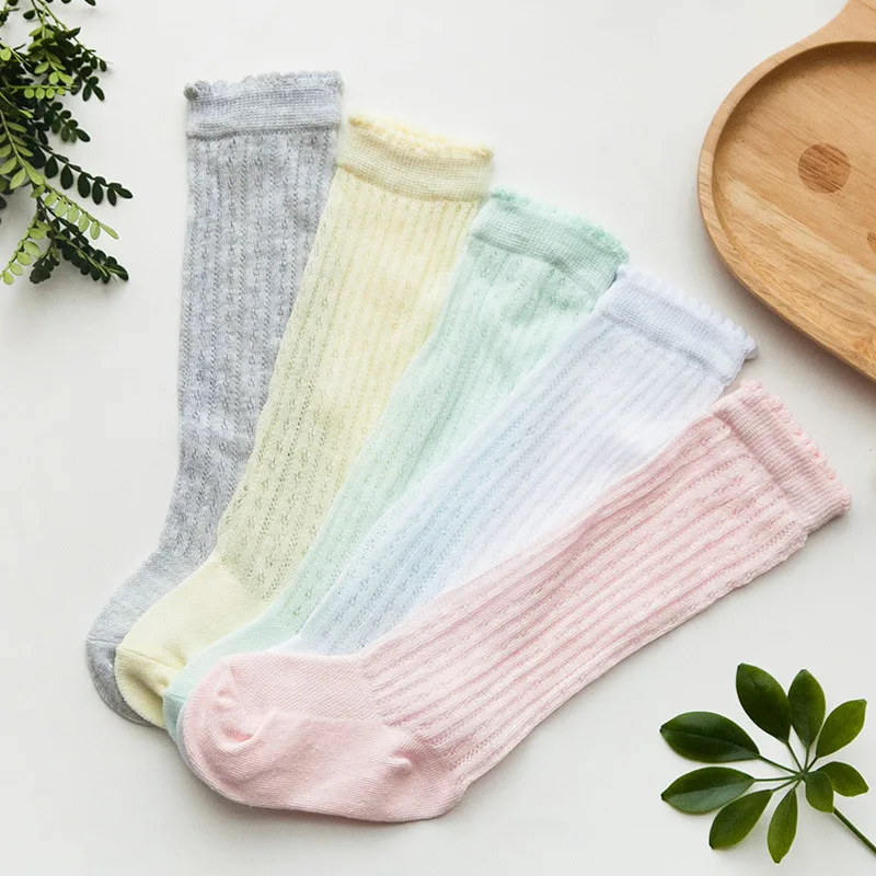 Новые тонкие хлопковые сетчатые носки для маленьких девочек детские гольфы