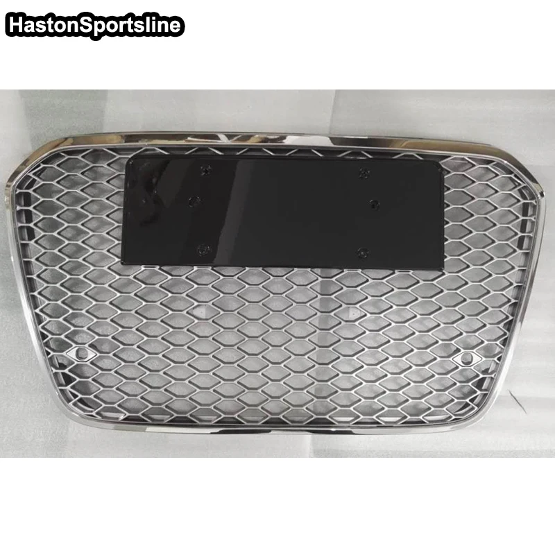 

A6 C7 RS6 Style Chrome Frame Silver Grill Front Bumper Mesh Grille Guard For Audi A6 C7 S6 RS6 S line 2012-2015