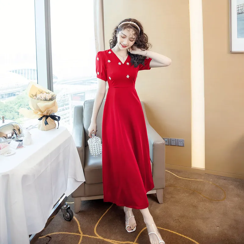 

COIGARSAM Women one-piece dress korean New Summer Dresses Red Black 8685
