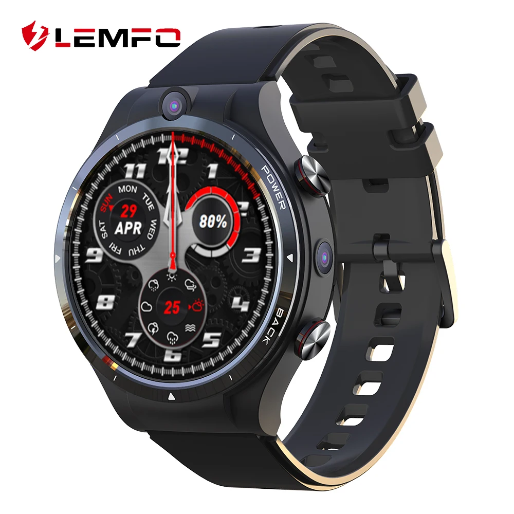 LEMFO LEM15 4G Смарт-часы мужские Android 10 4 ГБ 128 с GPS Wi-Fi двойная камера Face ID 900 мАч Power Bank