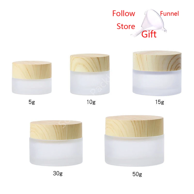 Бутылка для крема с крышкой из древесины переноса воды матового стекла контейнер
