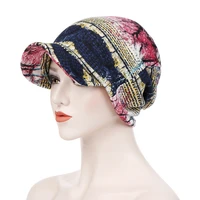 helisopus fashion muslim women print cotton hat large brim dual beanies hijab hair loss chemo cap vintage visors caps headwear