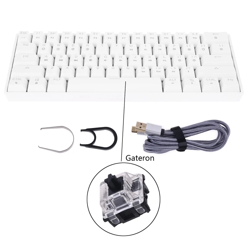 

SK61 Portable 60% Mechanical Keyboard Gateron optical Switches RGB Backlit Hot Swappable Wired Gaming Keyboardfor PC Mac