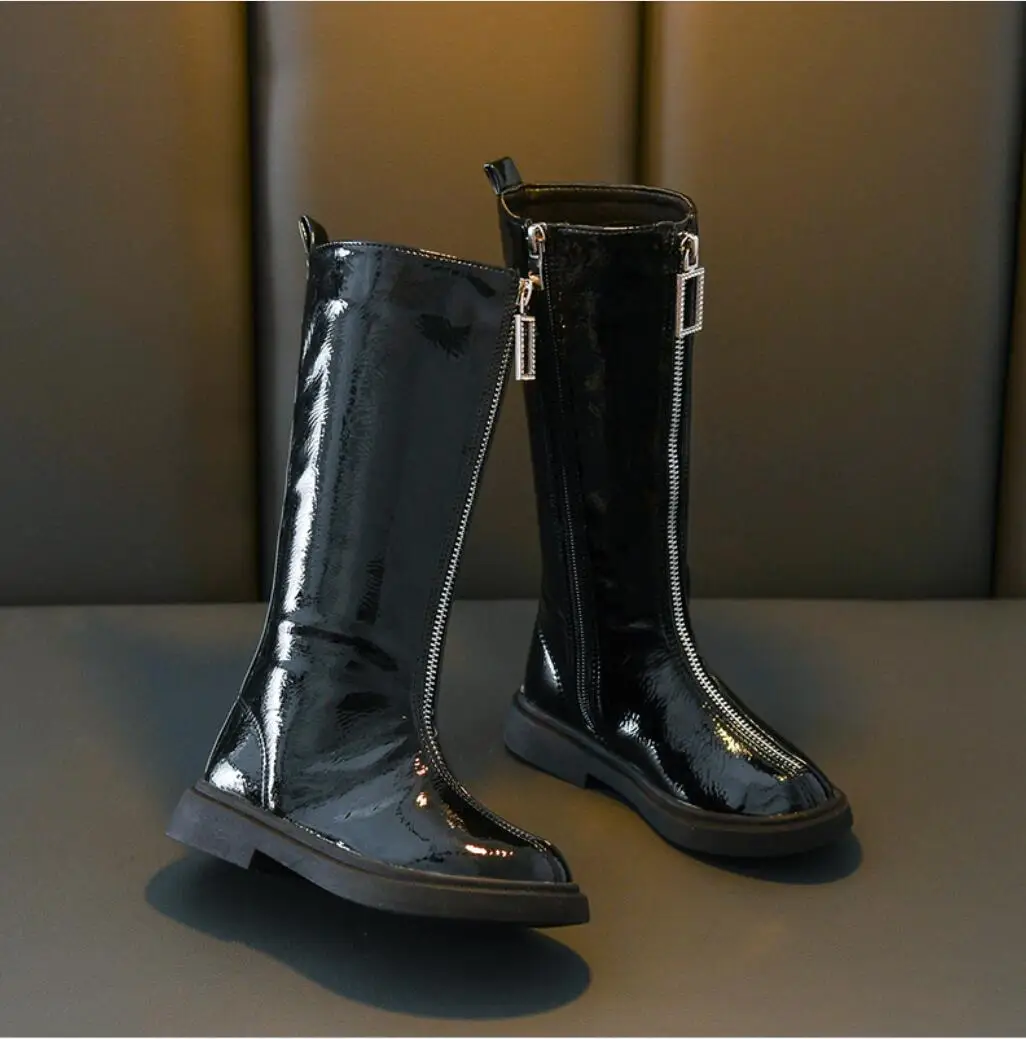 Ботинки Martin из лакированной кожи для девочек теплые высокие детские ботинки