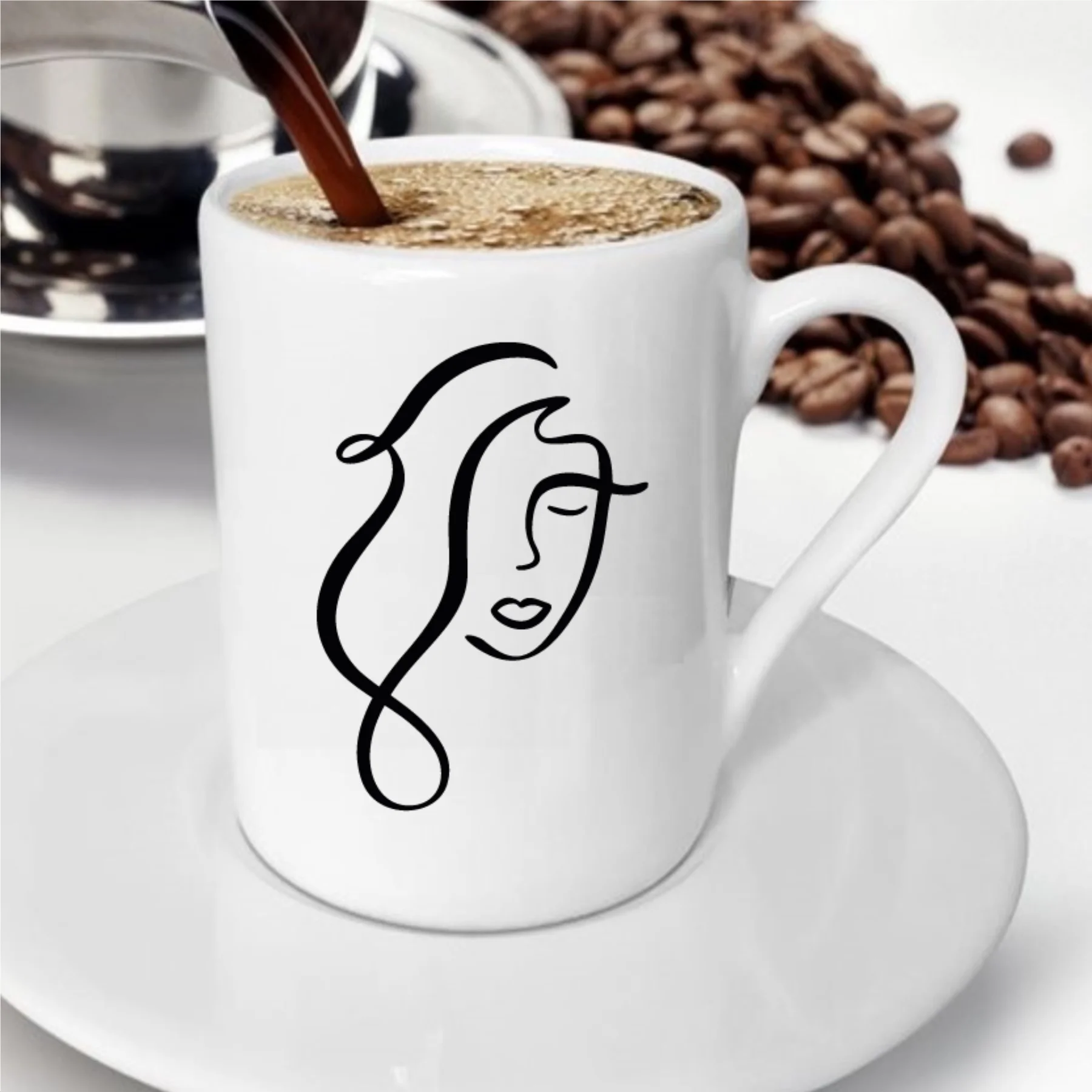 

Charcoal Abstract Face Design Coffee cup-7