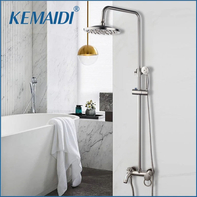 Brushed Bathroom Shower Faucet Mixer Bathtub Mixer Shower Sets Wall Mount Hot Cold Water Shower Faucets Systerm