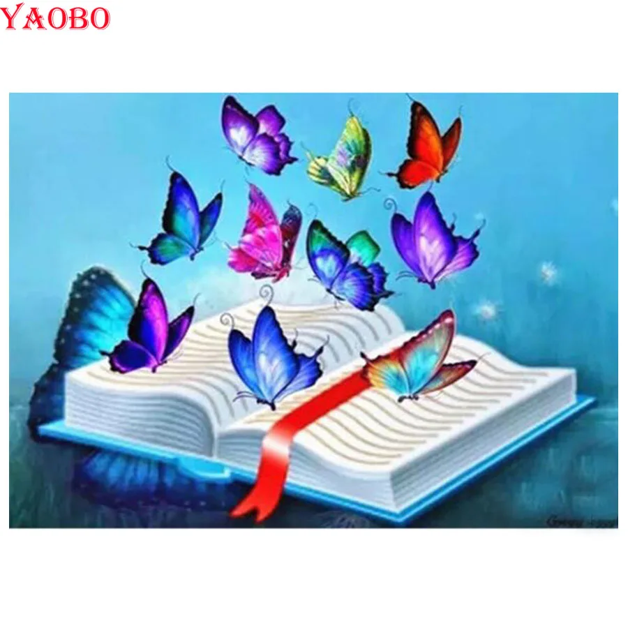Diy Бриллиантовая вышивка Фэнтези Бабочка книга пейзаж 5d алмазная картина Полная