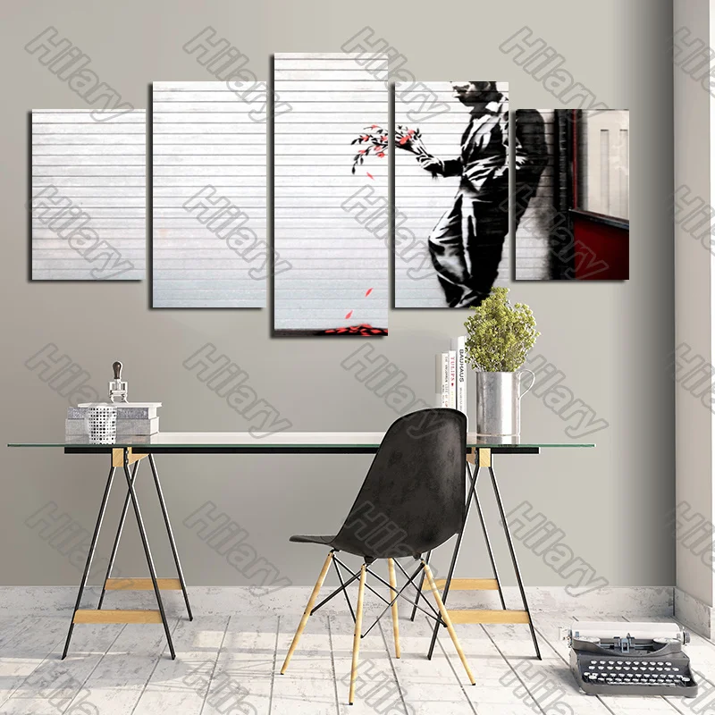 

Poster Waiting with Flowers Figure Canvas Painting 5Pcs Posters Painting Wall Art Decoration for Living Room and Bedroom