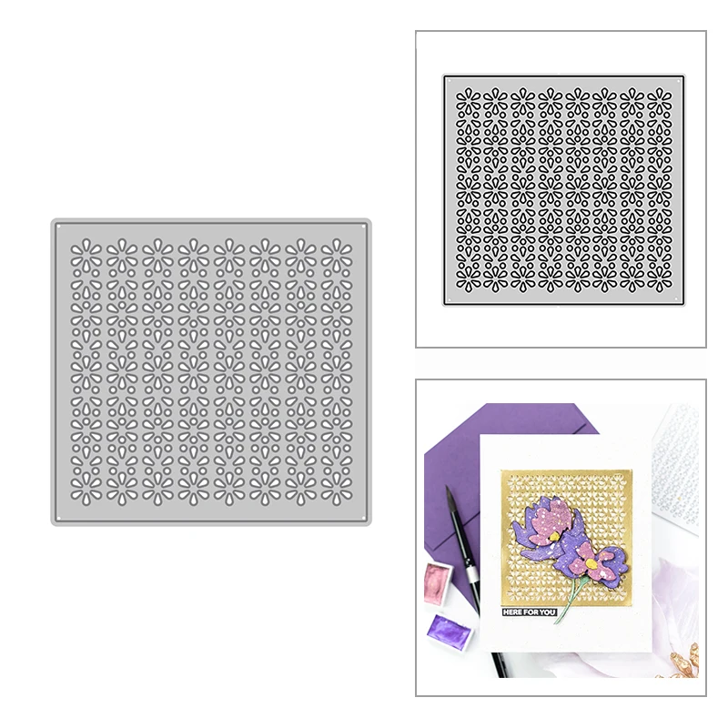 

Новинка Квадратный шаблон с цветами фон 2021 металлические пресс-формы для «сделай сам» Скрапбукинг и изготовление карт тиснение ремесло без...