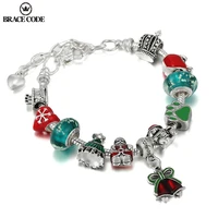antique original christmas birthday 2 colors charm bracelets for women glass beads brand bracelet bangle diy jewelry gifts