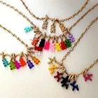 Очаровательная цепочка для женщин и девушек, милая Подвеска из смолы с кулоном в виде мишки из циркония, воздушного шара, собаки, сердца, подарочное ювелирное изделие золотого цвета